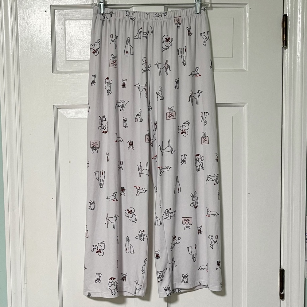 Kate Spade New York Dogs Shopping Novelty Pajama Lounge Pants White Dog Print